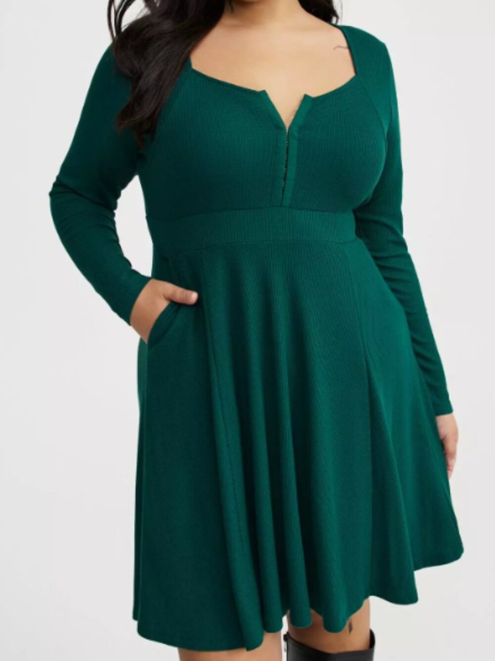 NWOT Torrid Green Waffle Skater Mini Dress (2X) - Picture 4 of 12